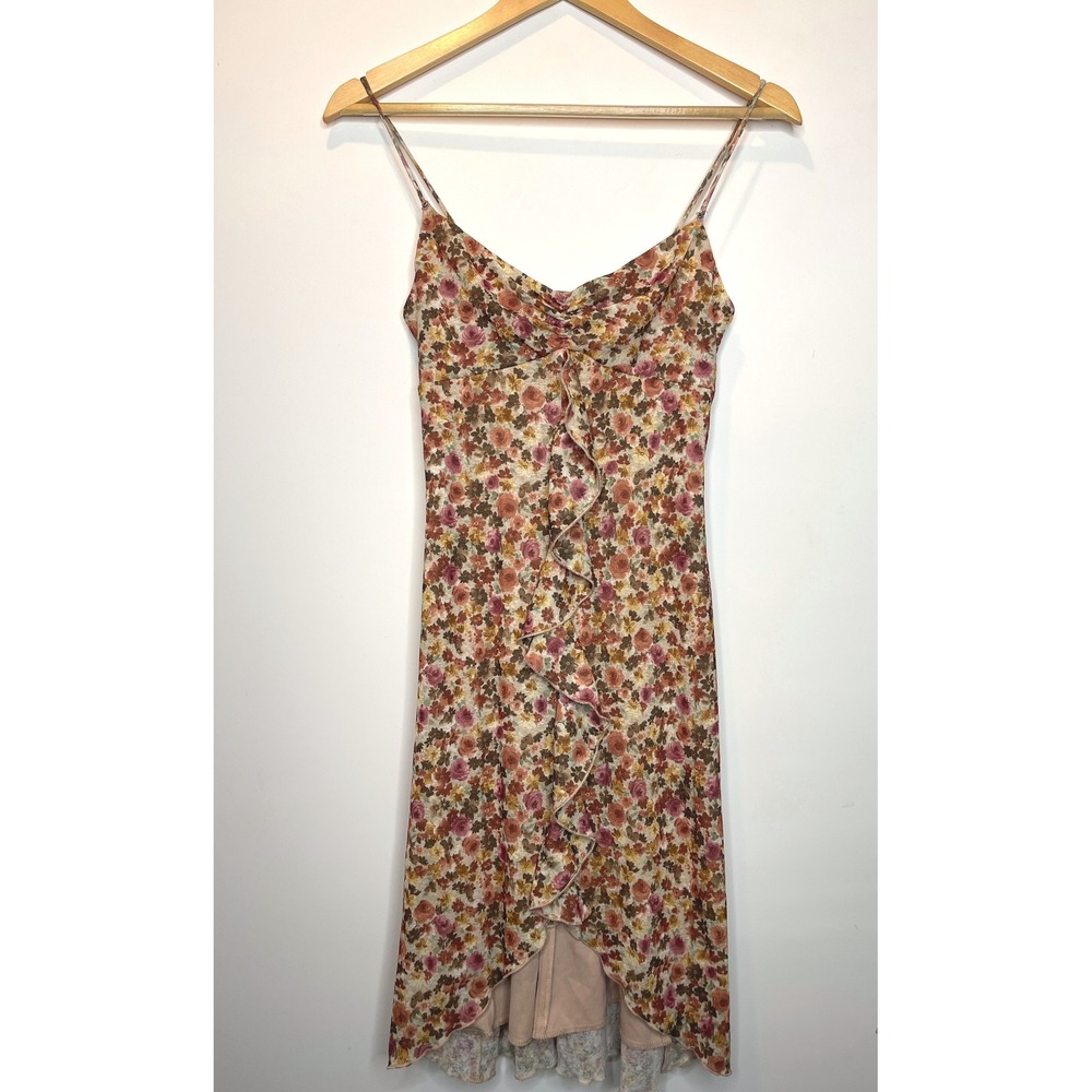 Vintage Y2K Fairy Coquette Floral Spaghetti Strap Ruffle Sundress City Triangles